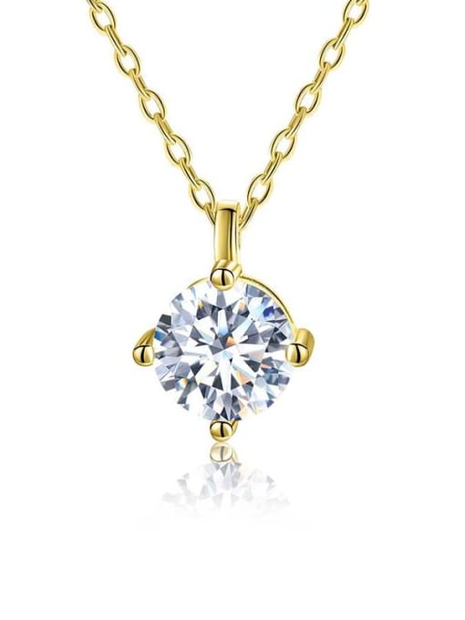 White Mosan Diamond [Gold] 925 Sterling Silver Moissanite Geometric Dainty Necklace